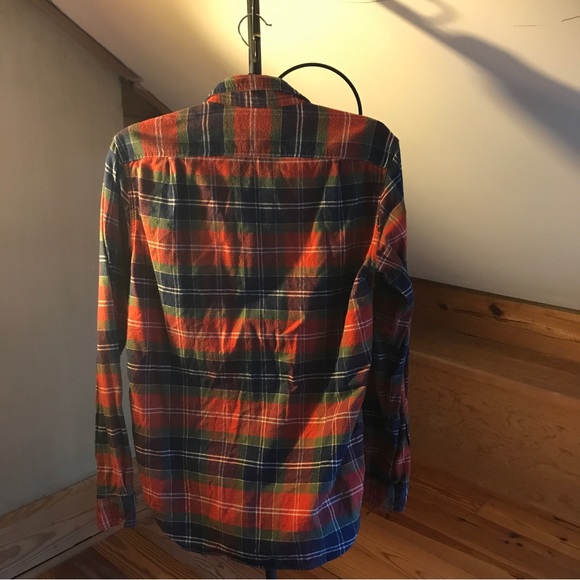 J. Crew Mercantile Orange Blue Green Flannel Plaid Button Down Top, EUC, S - Picture 13 of 13